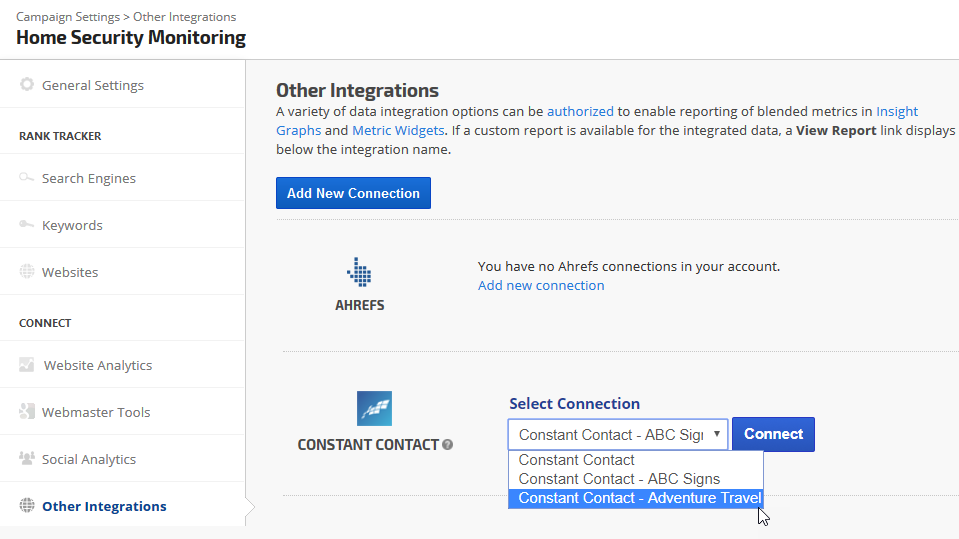 campaign settings AWeber integration